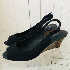 Donald J Pliner Black Wedge Heels Sandals